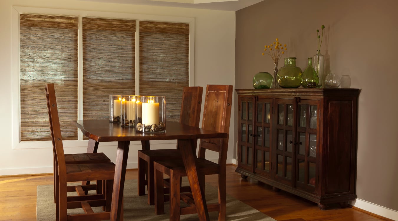 Woven shutters in a Tampa dining room.